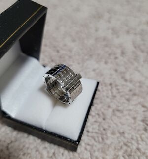 Swatch Bijoux "Secret Code" Spinning Stainless Steel Ring – Size 9.5